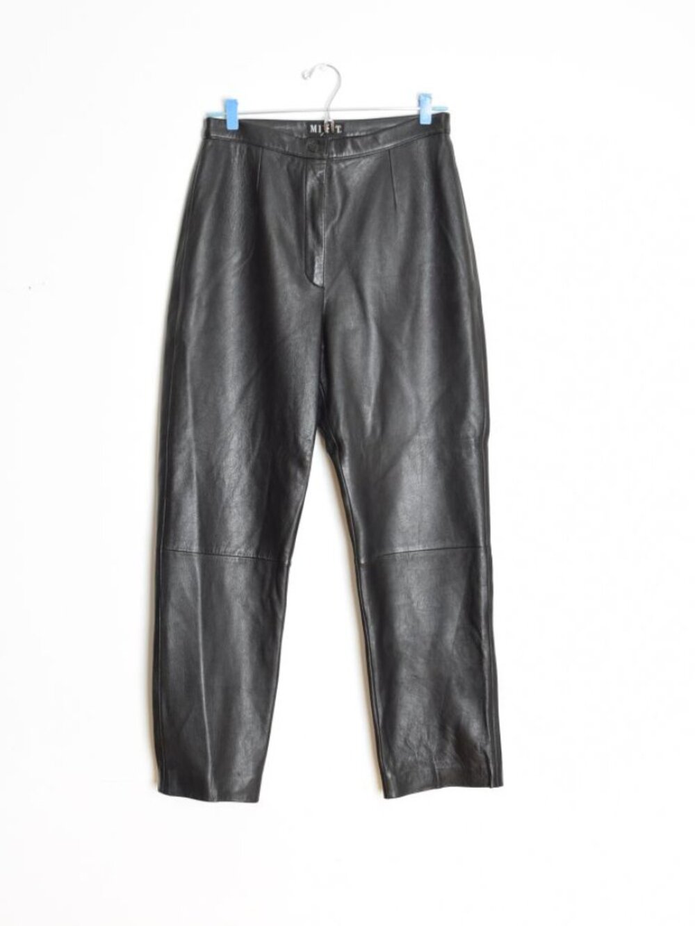 vintage Y2K pants black genuine leather buttery mid rise tapered trousers M
